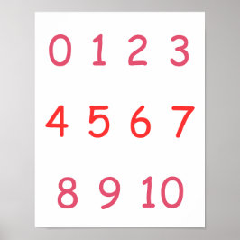 Oranje nummers Zero Ten 0 tot 10 Docent Kinder kam Poster