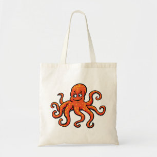 Oranje Octopus Cartoon Oceaan Zeewezen Tote Bag