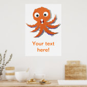 Oranje octopus cartoon poster (Keuken)