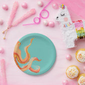 oranje octopus papieren bordje (Feest)