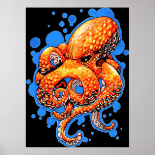 Oranje octopus poster