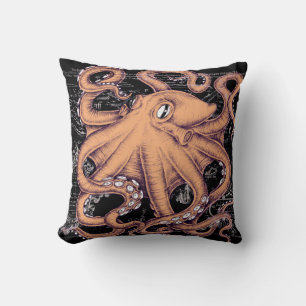 Oranje octopus Tentacles inkt Kussen