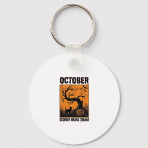 Oranje Oktober Halloween Vintage Griezelshemd Desi Sleutelhanger