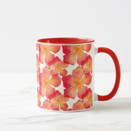 Oranje Oleander Floral Pattern Mok (Rechts)