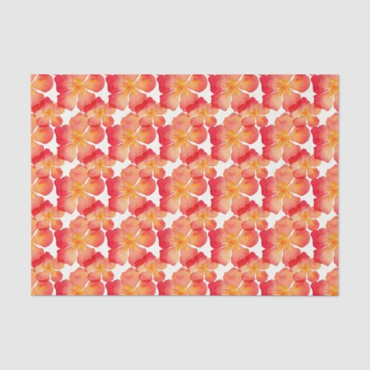 Oranje Oleander Floral Pattern Tissuepapier (Voorkant)