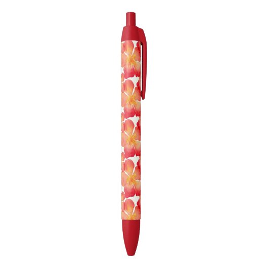 Oranje Oleander Floral Pattern Zwarte Inkt Pen (Achterkant (Verticaal))