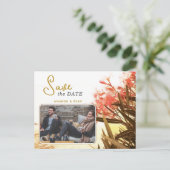 Oranje Oleander Flower Photo Weddenschap Save the Aankondigingskaart (Staand voorkant)