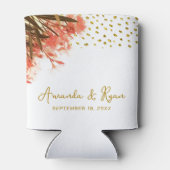 Oranje Oleander Flowers Gold Glitter Wedding Blikjeskoeler (Achterkant)