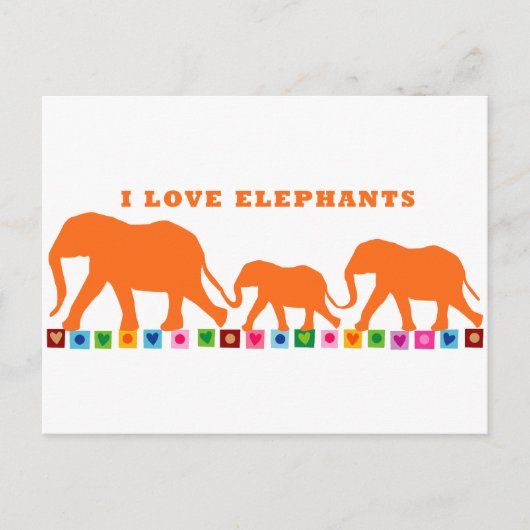 Oranje olifanten lopen briefkaart (Voorkant)
