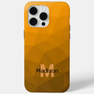 Oranje ombre geometrisch mesh patroon Monogram iPhone 15 Pro Max Hoesje