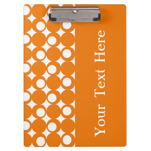 Oranje ontwerp van standaard met aangepaste tekst klembord (Voorkant)