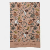 Oranje oogst en horens dankbaar gezegend theedoek (Verticaal)