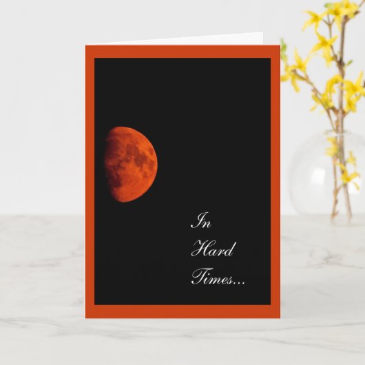 Oranje oogstmaan, sympathie, aanmoediging kaart (Gele Bloem)