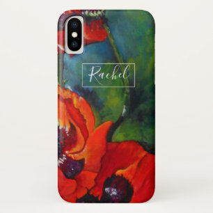Oranje oosterse poppies, geverfd iPhone x hoesje