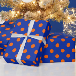 Oranje op blauwe stippen patroonontwerp cadeaupapier