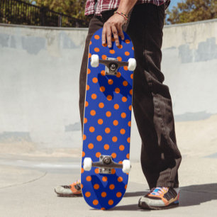 Oranje Op Blauwe Stippen Patroonontwerp Skateboard