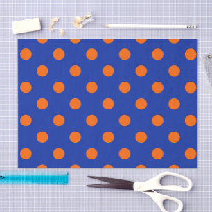 Oranje op blauwe stippen patroonontwerp tissuepapier