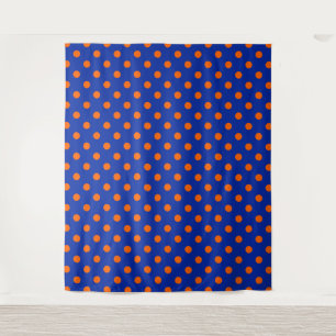 Oranje op blauwe stippen patroonontwerp  wandkleed