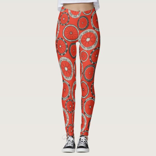oranje op fietswielen leggings (Voorkant)