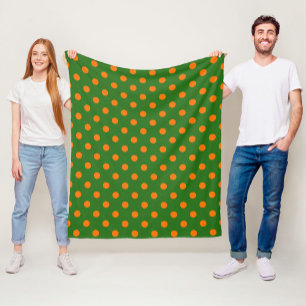 Oranje op groene polka stippen patroonontwerp fleece deken