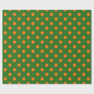 Oranje op groene stippen patroonontwerp cadeaupapier