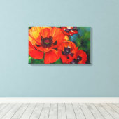 Oranje-Oriental Poppies Art Canvas Afdruk (Insitu (Houten vloer))
