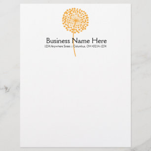 Oranje paardebloem bloem Letterhead Design Briefhoofd Ontwerp