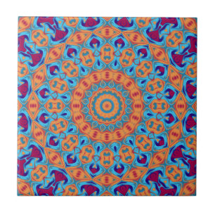 oranje paars blauw mandala patroon tegeltje