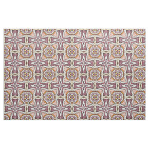 Oranje Paars Retro Chic Nouveau Deco Patroon Stof