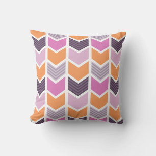 Oranje Paars Roze Geometrische Chevron Patroon Kussen