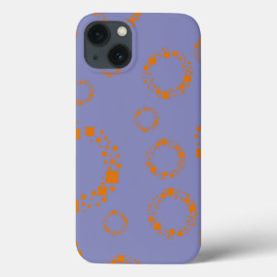 oranje paars vierkantspatroon duizelig iPhone 13 hoesje