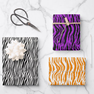 Oranje Paars zwart Zebra Inpakpapier Vel