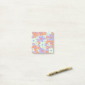 Oranje Paarse Blauwe Retro Y2K 70s Bloempatroon Post-it® Notes (Op bureau)