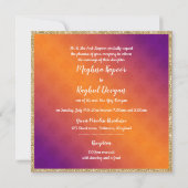 Oranje Paarse Damask Gold Ganesh Indiase bruiloft Kaart (Achterkant)