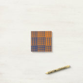 Oranje Paarse Geruite Patchwork Patroon Post-it® Notes (Op bureau)