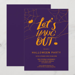 Oranje paarse Halloween Spider Hang Out Script Kaart