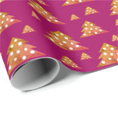 Oranje Paarse kerstboom vakantiepatroon Cadeaupapier (Rol Hoek)