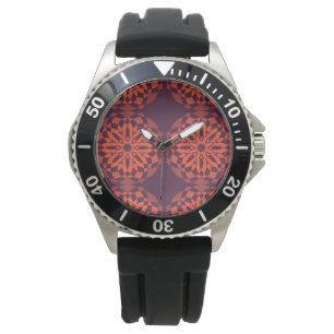 Oranje paarse koele, unieke, trendmatige bloem abs horloge