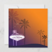 Oranje & Paarse schemering Las Vegas bruiloft Kaart (Achterkant)