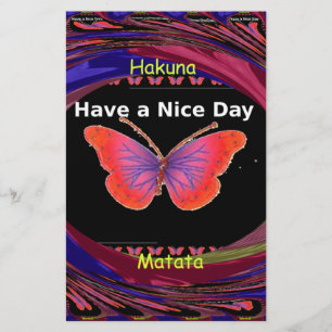 Oranje Paarse vlinder hebben een mooie dag art pri Briefpapier