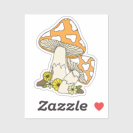 Oranje  paddenstoel laptop sticker