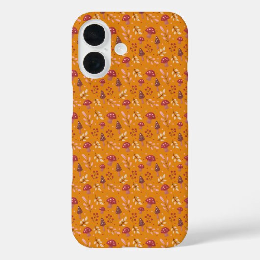 Oranje paddenstoelenpatroon iPhone Case (Achterkant)