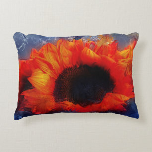 Oranje Painterly Sunflower Accent Pillow Accent Kussen