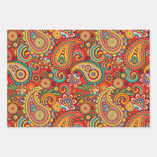 Oranje Paisley Inpakpapier Vel (Voorkant 3)