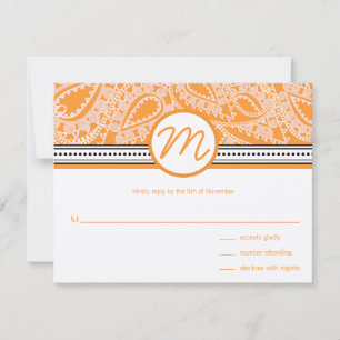 Oranje Paisley Wedding RSVP met Stippen