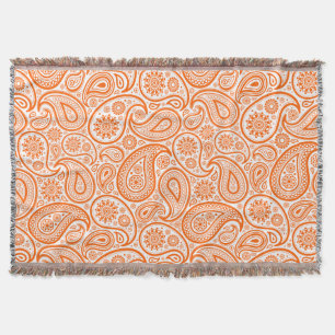 Oranje  Paisley White Achtergrond Deken