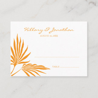 Oranje Palm Leaf bruiloft escort Zitplaats kaart Plaatskaartje