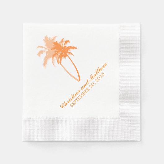 Oranje palmbomen beach Wedding Servetten (Voorkant)