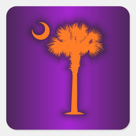 Oranje Palmetto Vierkante Sticker (Voorkant)