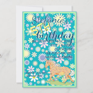 Oranje Palomino Birthday III (bloemen/blauwgroen) Kaart